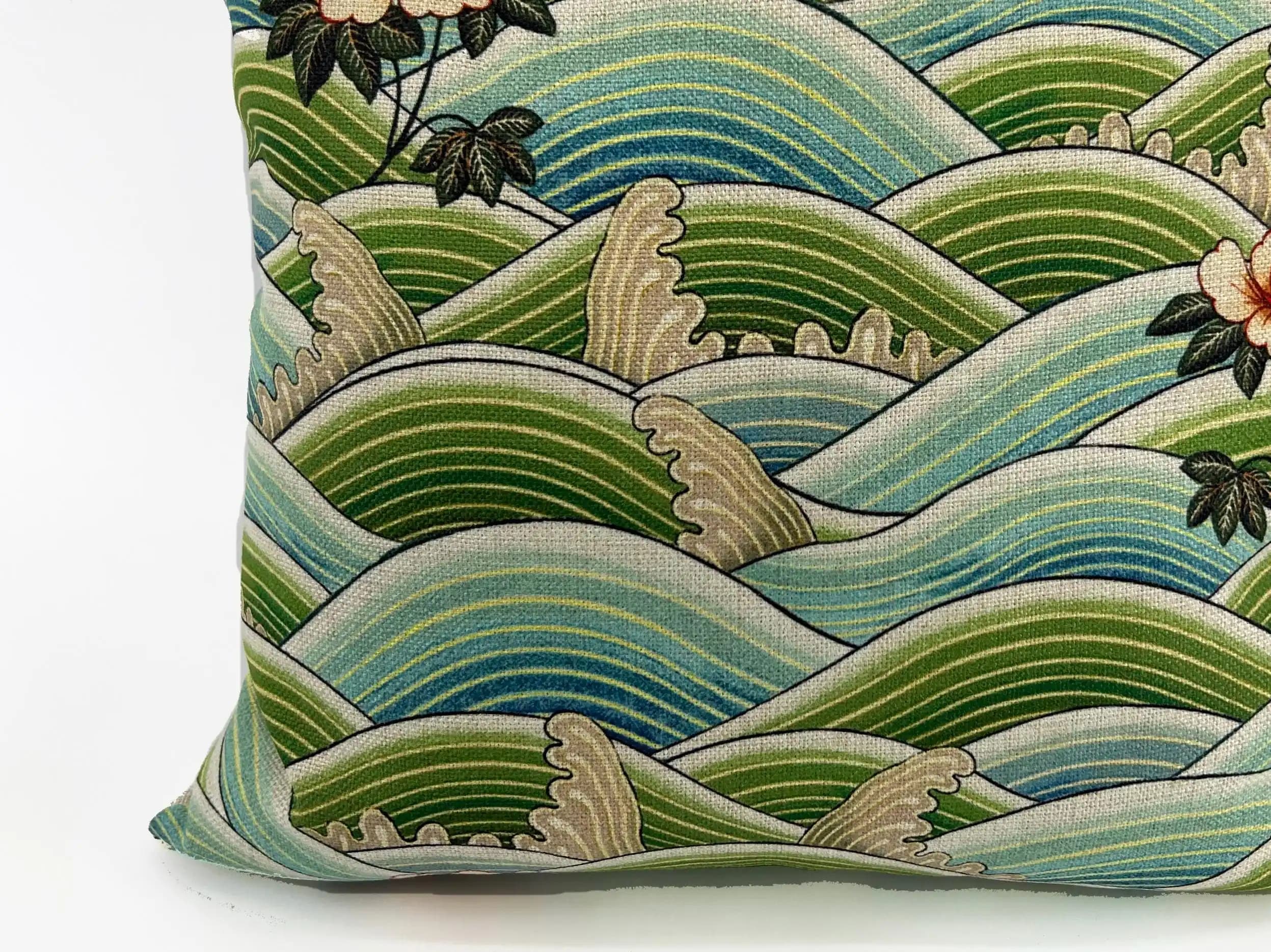 Japanese Wave Pattern Cushion Cover, Hokusai Great Wave Throw Pillow Case for Sofa Home Decor