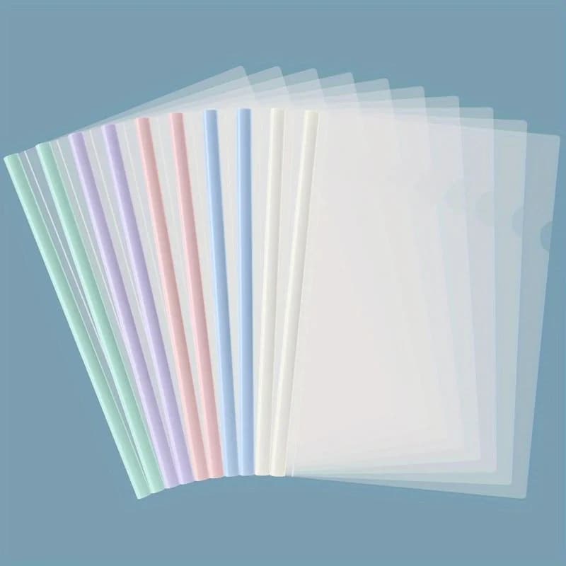 Cartella portadocumenti impermeabile resistente da 10 pezzi A4 Copertine trasparenti Raccoglitori scorrevoli Raccoglitore di carta Clip Raccoglitore a fogli mobili Archiviazione