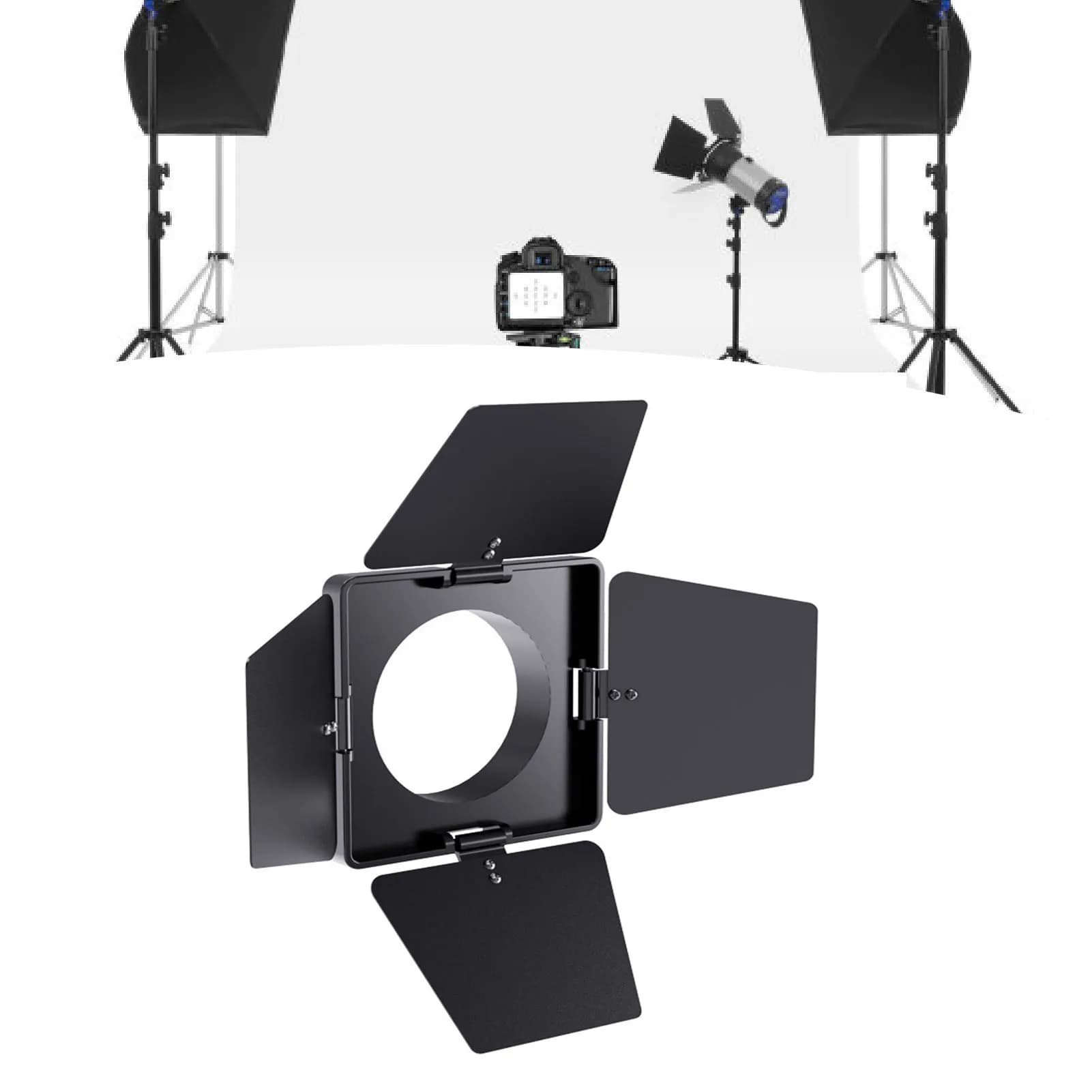 Deflettore per luce flash Deflettore per luce a quattro foglie per Bowens Deflettore per luce flash in lega di alluminio con montaggio piccolo adatto per luci video ULanzi