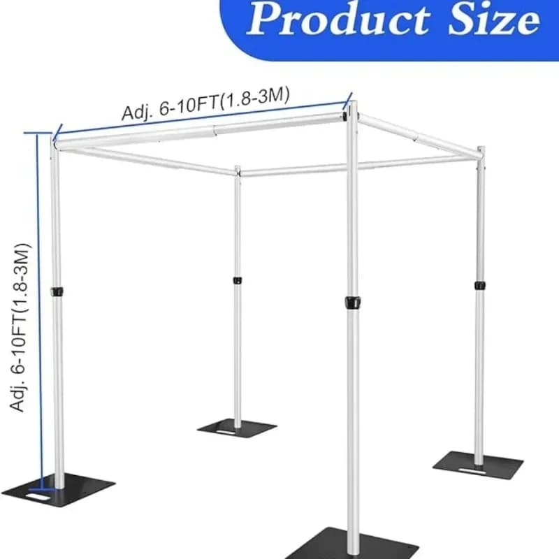 Square Wedding Curtain Arch Backdrop Stand, Portable Aluminum Alloy Frame,adjustable Pipes,Banquet Pavilion Background Decor