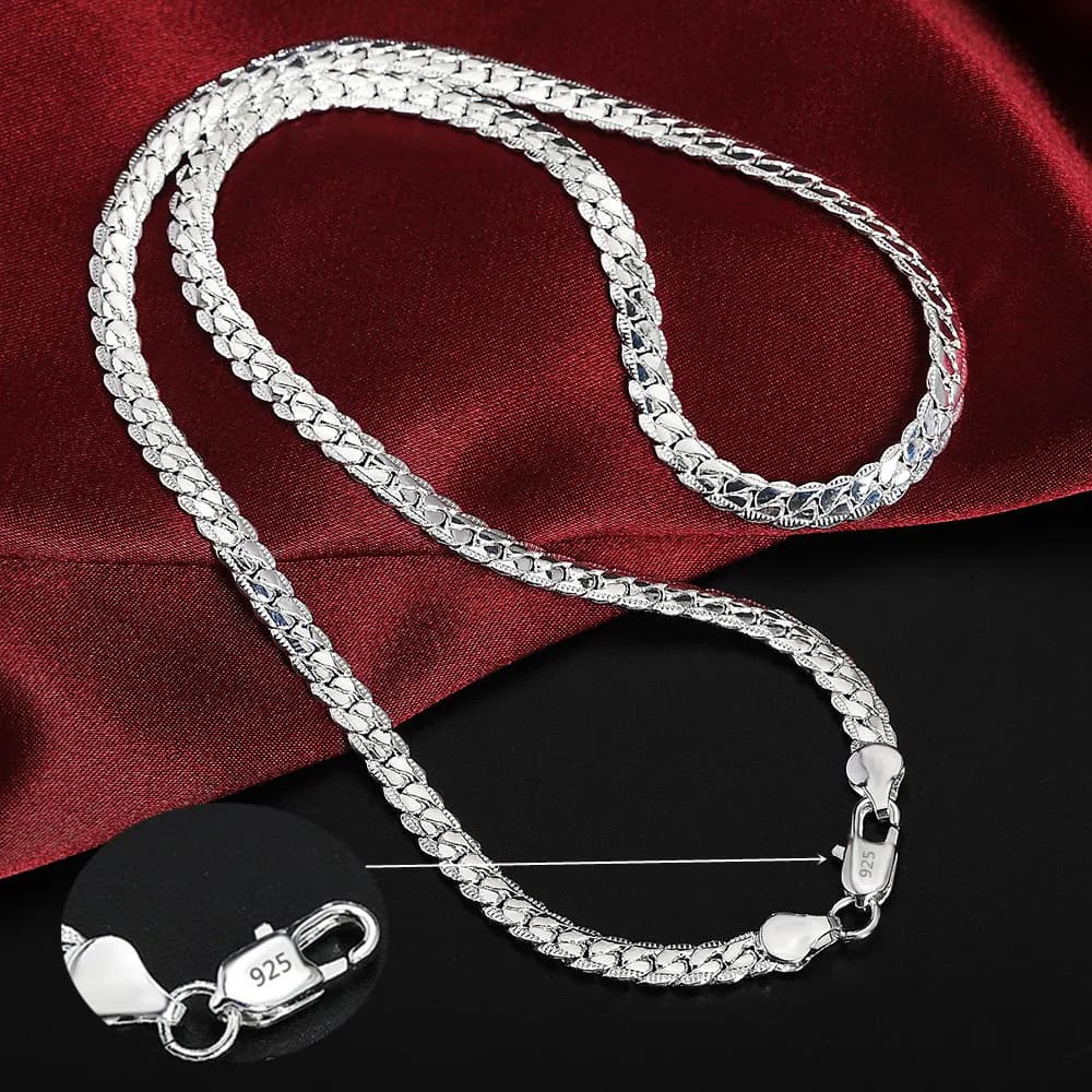 Hot 925 Sterling Silver 6mm Catena Laterale 16/18/20/22/24 Pollici Collana Per Le Donne Uomo Moda Matrimonio Fidanzamento Gioielli Regali