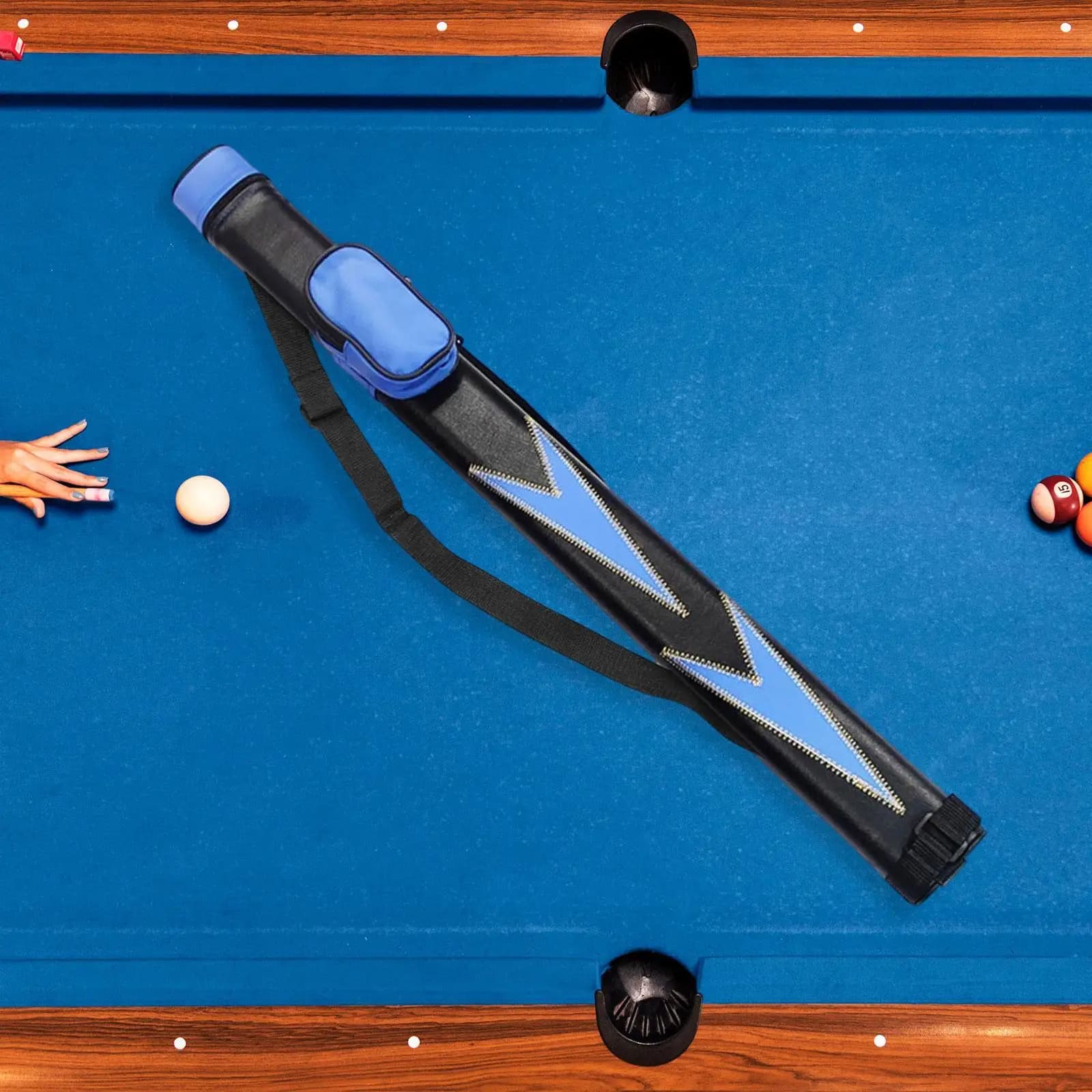 Pool Cue Bag for Billiard Accessories Soft PU Leather Storage Case with Pocket for Tips Chalk and Billiard Tools