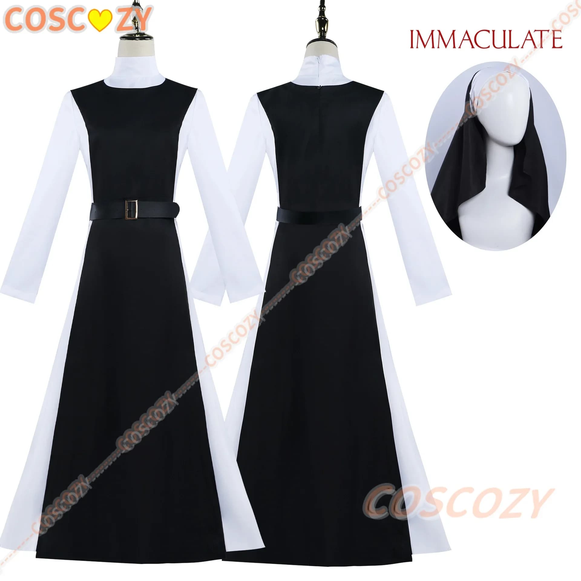 CosplayMovie Costume immacolato Copricapo Cecilia Costume cosplay Fantasy Nun Dress Abiti Nuovo elenco