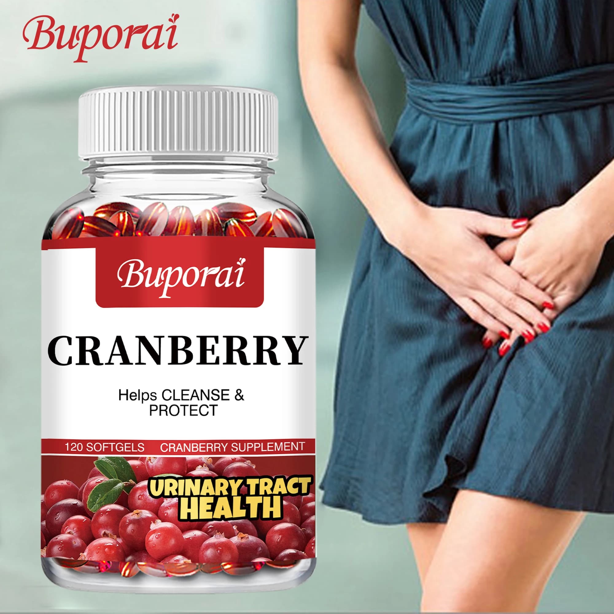 Red blueberry capsules - Supports urinary tract health and bladder, kidney cleansing, antioxidant - 120 capsules