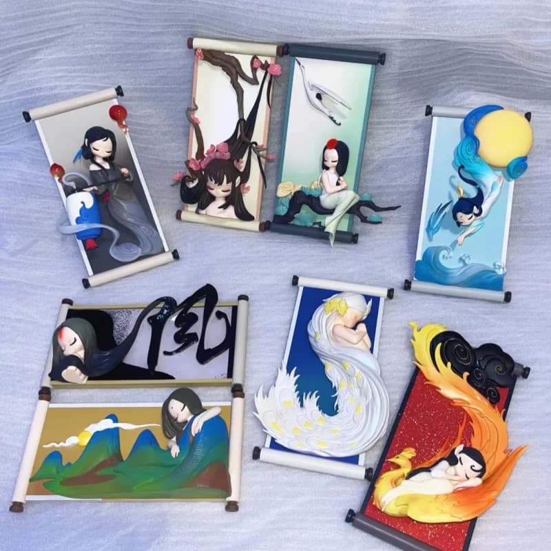 New Sleep Chinese Scrolls Series 15cm Blind Box Cute Anime Action Figure Guess Bag Ornaments Kawaii Decorazione del desktop Regali giocattolo