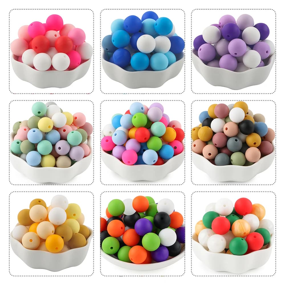 50 Pz/lot 9/12/15 MILLIMETRI Silicone Beads Round Beads For Production of FAI Jewels by TE Keyring Necklace Jewelry Accessories For Making Bracelets