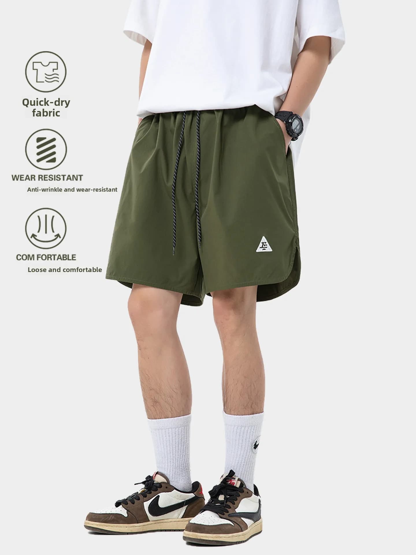 American Style Outdoor Climbing Quick Dry Sports Shorts Men Women Summer Breathable Loose Drawstring Cycling Hiking Five-Quar...