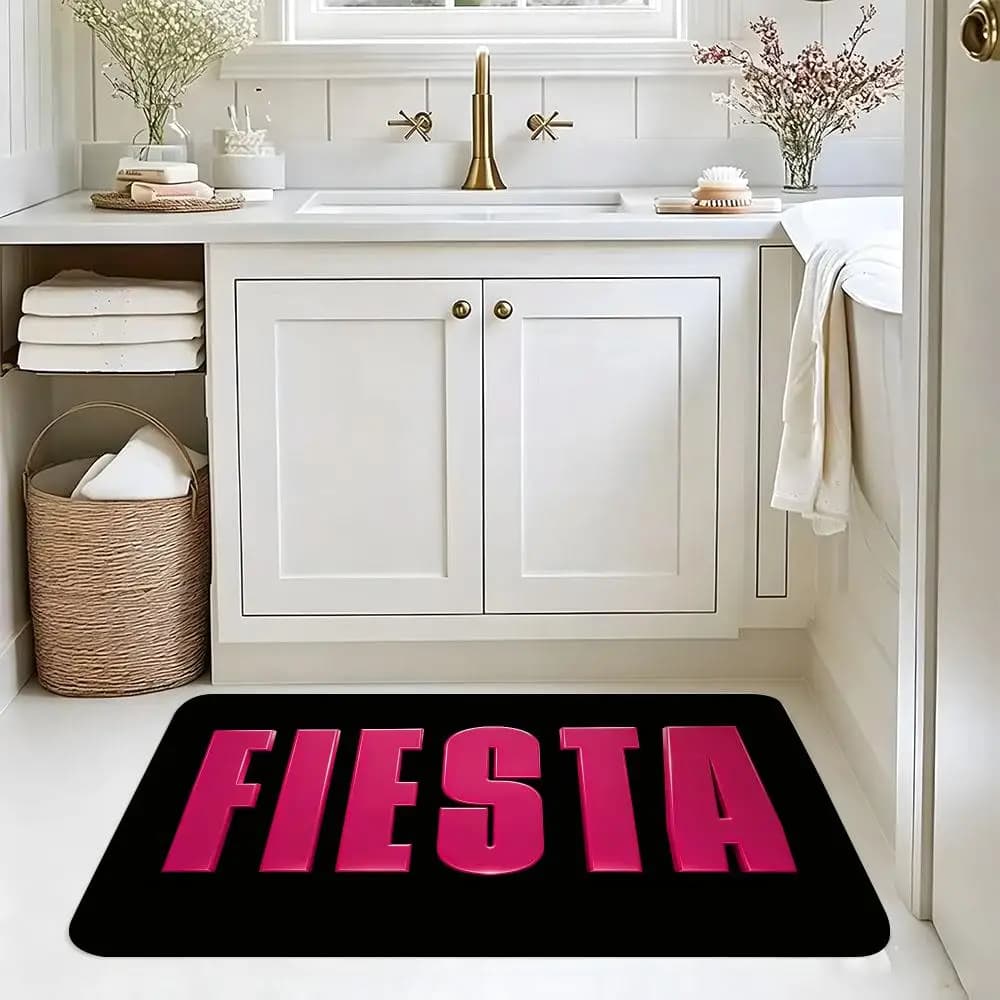 Festive Folk Art F-Fiesta Floor Mat Absorbent Floor Mat Non-Slip Entrance Rug for Bathrooms Restrooms and Toilets