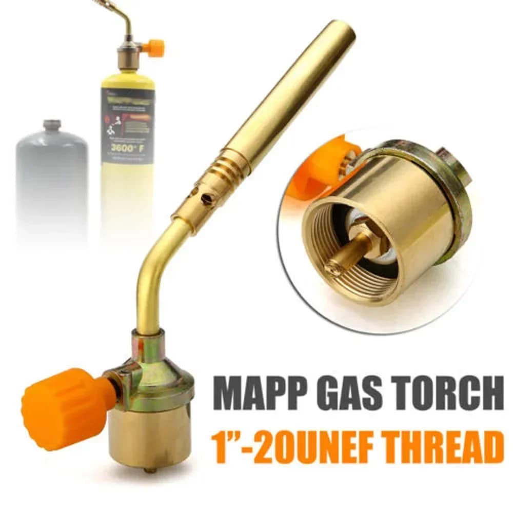 Torcia per saldatura in ottone MAPP Torcia a gas propano Accensione automatica Trigger Style Riscaldamento Bruciatore per saldatura Saldatura Impianti idraulici Ugelli da campeggio