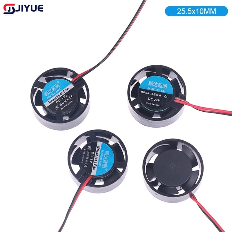 Micro ventola di raffreddamento per notebook 25.5x10MM 5V 9V 12V 24V Micro dispositivo di raffreddamento ultrasottile rotondo DC ventola assiale senza spazzole per il raffreddamento del notebook giocattolo