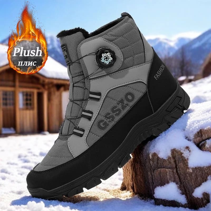 Stivali da neve per uomo Scarpe invernali casual Piattaforma impermeabile Stivaletti in pelliccia calda antiscivolo Stivali da trekking all'aperto da combattimento in peluche