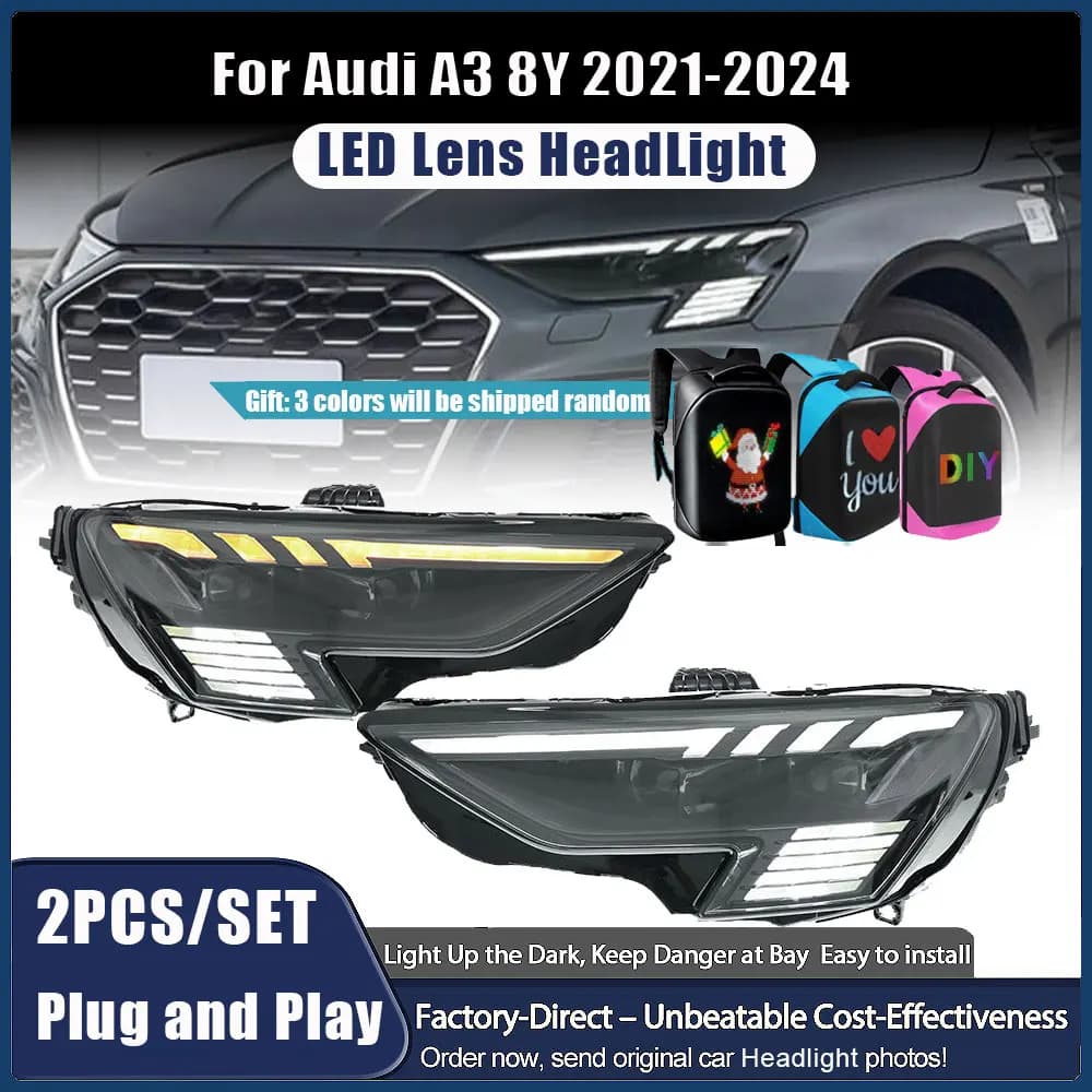 Luci auto per Audi A3 RS 2021 2022 2023 2024 Fari LED Proiettore Lampada frontale DRL Luce di marcia diurna Accessori automobilistici
