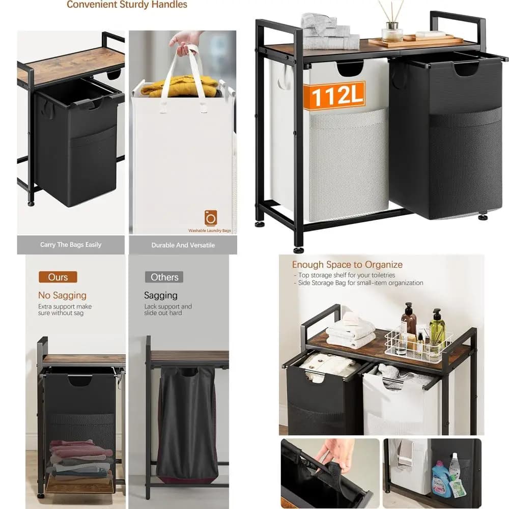 Large 112 litre multipurpose whiteboard with removable bags and fabric handles for home, dorm and laundry
