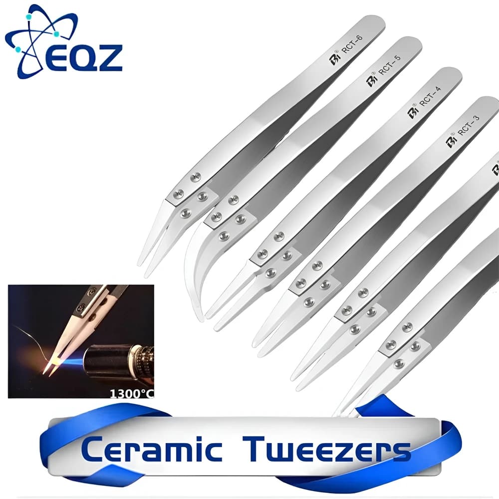 Pinzette in ceramica antistatiche Pinzette in ceramica industriale in acciaio inossidabile Pinzette isolate con punta dritta/curva Pinzette bianche nere