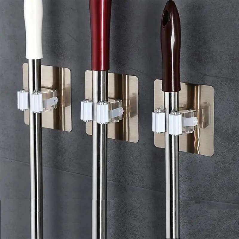 3Pc multifunzionale Traceless Sucker Hook Mop Holder a parete cucina bagno ventosa