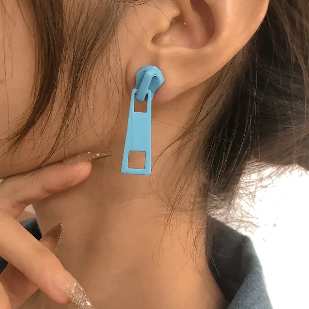 Orecchini a perno con cerniera personalizzati, gioielli alla moda da donna, orecchini insoliti 2026, orecchini geometrici, gioielli piercing pop hip hop