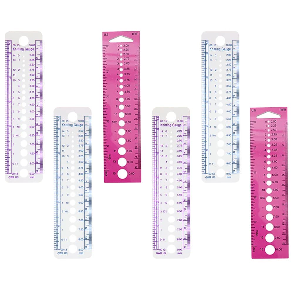 Set di 6 Calibri Professionali per Maglieria con Bordo Arrotondato e Superficie Liscia, Righello per Aghi per Ricamo e Uncinetto, Resistenti all'Usura