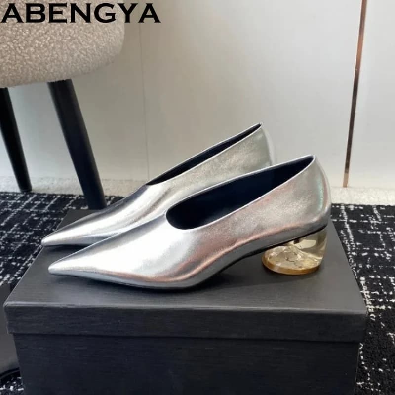 Women's Crystal Shoes, Moccasins in Punta, Comfortable Modern Pumps, Women's Shoes Marry Jean