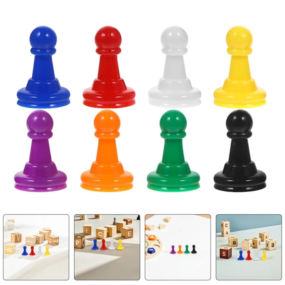 Set di 80 Pezzi degli Scacchi in Plastica Multicolore con Finitura Liscia, Ideali per Giochi da Tavolo, Comodi da Trasportare, Versatili come Ricambi