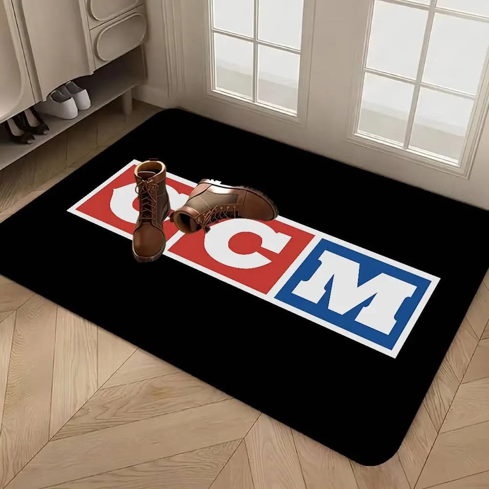 Tappetino per porta d'ingresso con logo CCM Retro Ice Hockey, stile nordico, per camera da letto, soggiorno, balcone, antiscivolo, decorazione moderna per la casa
