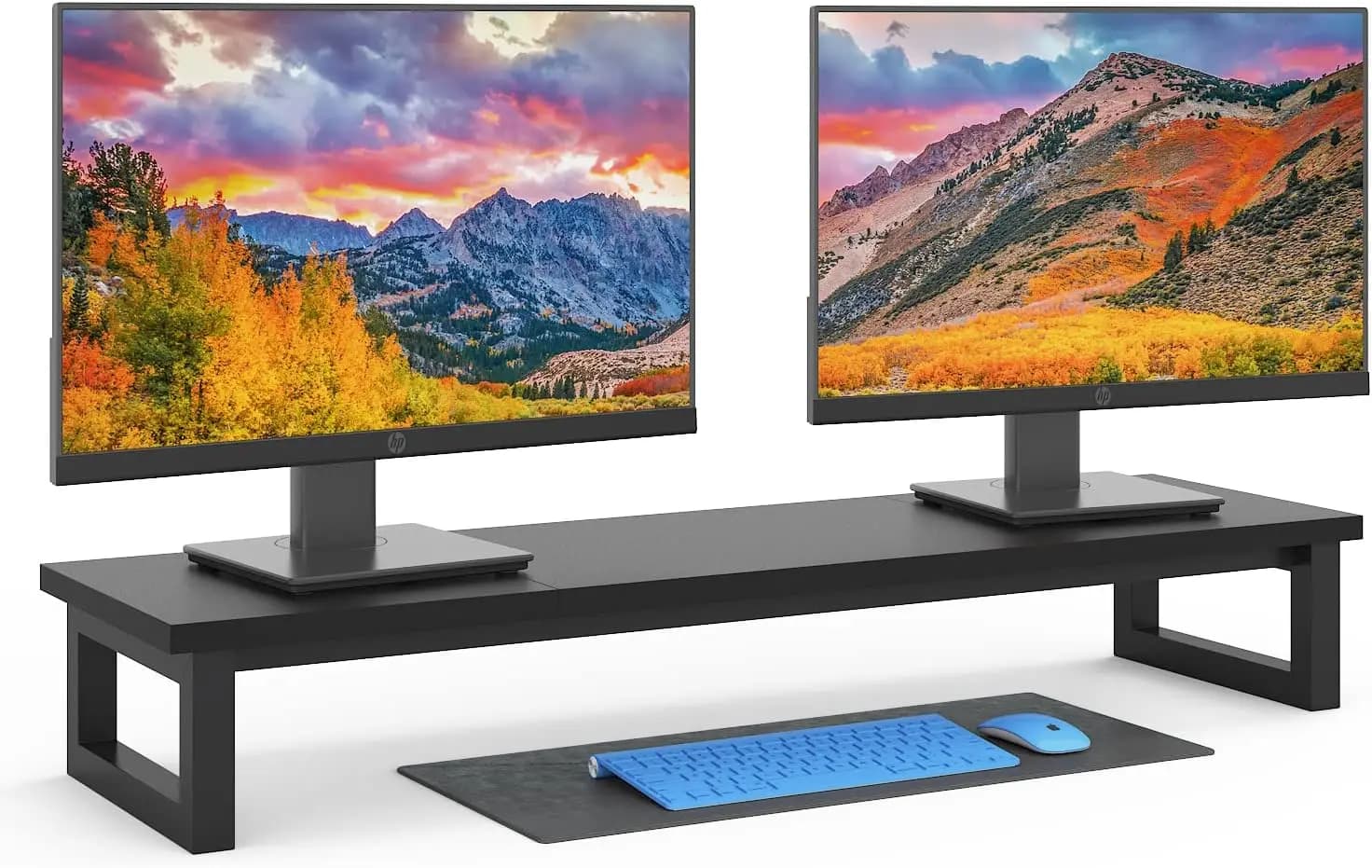 Support for Double Monitor, Wooden shelf 39 Inch for Desk with Steel Legs