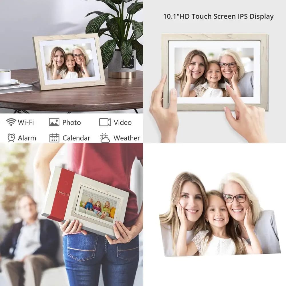 10 Portafoto digitali touchscreen WiFi IPS, 32 GB, rotazione automatica, condividi tramite app/mail/nuvola, bianco, XKS0001-WT-US2