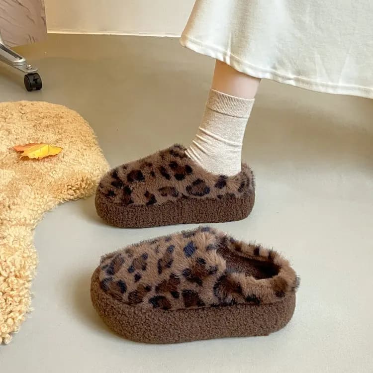 Pantofole in Pelliccia d'Agnello da Donna, Suola Spessa, Calde per Casa, Nuovo Stile Autunno Inverno, Indossabili all'Aperto, Ciabatte in Cotone Pelose