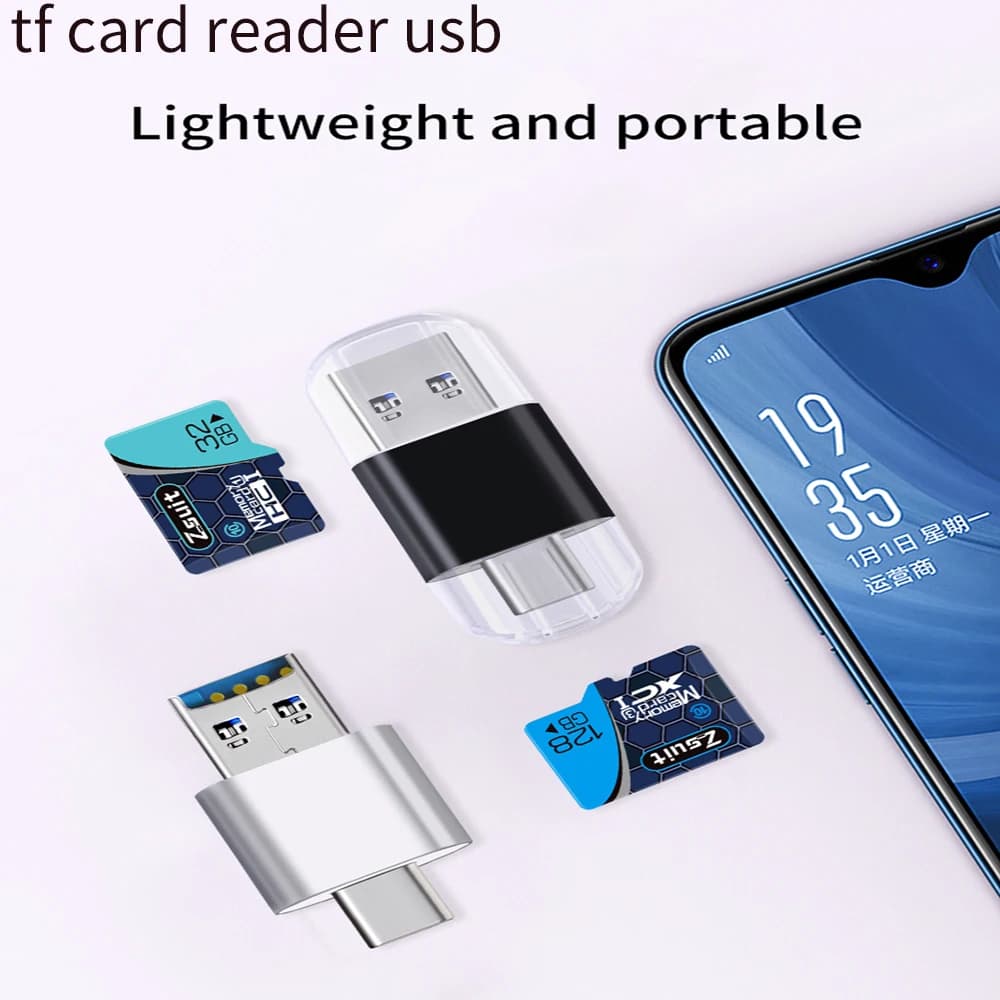 Nuovo metallo Mini TF Card Reade USB 2.0 2NI 1 Tipo-C Adattatore per telefono/PC Lettori di schede MeiMemory esterne Piccolo lettore di schede SD USB