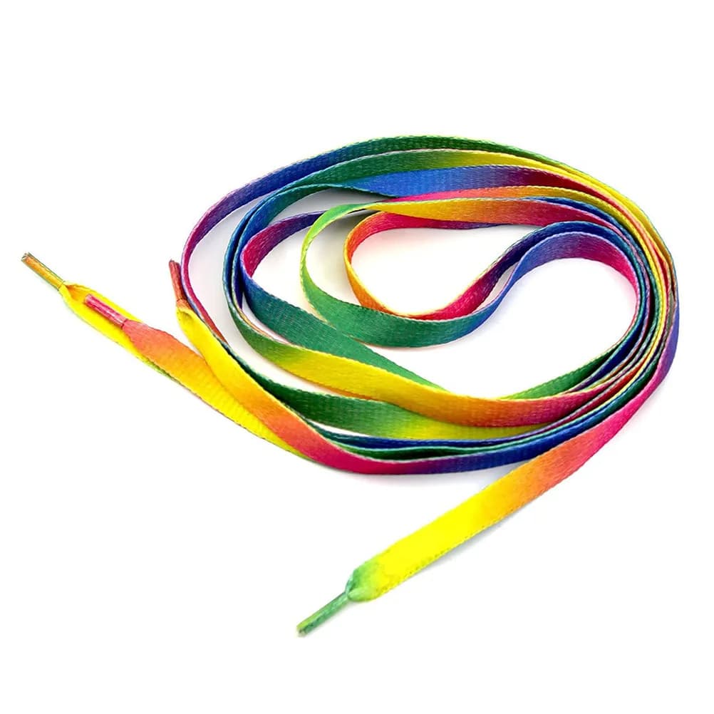 12 lacci per scarpe arcobaleno da 1 m, lacci piatti sfumati per sneakers, scarpe sportive, scarpe in tela, resistenti, in misto poliestere e cotone.
