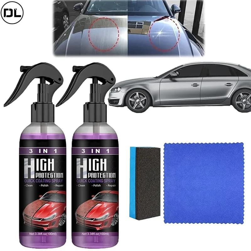 100ML Rivestimento per auto in ceramica Spray 3 in 1 Auto Nano Rivestimento in ceramica Lucidatura Spruzzo Cera Vernice per auto Rimozione riparazione graffi