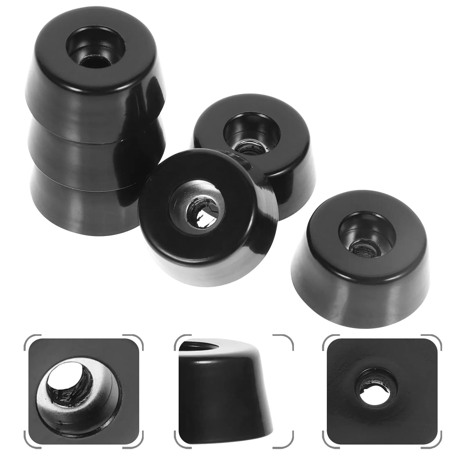 50Pcs Rubber Feet Furniture Non-Slip Bumper Pads with Stainless Steel Washer Wear-Resistant Small Rubber Feet for Cutting Board
