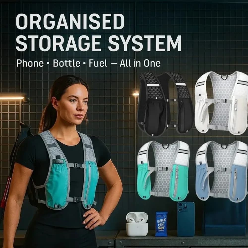 Running Vest Men Women Water Bottle Storage Lightweight Running Vest Reflective Hydration Water Chest Pack with Phone Holder