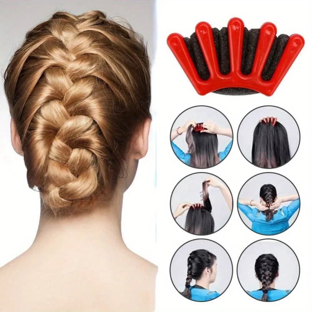 2pcs Five Finger Hair Braiding Tool Sponge Twist Curler Styling Braider for DIY French Plait Hairstyling Accessory for Women