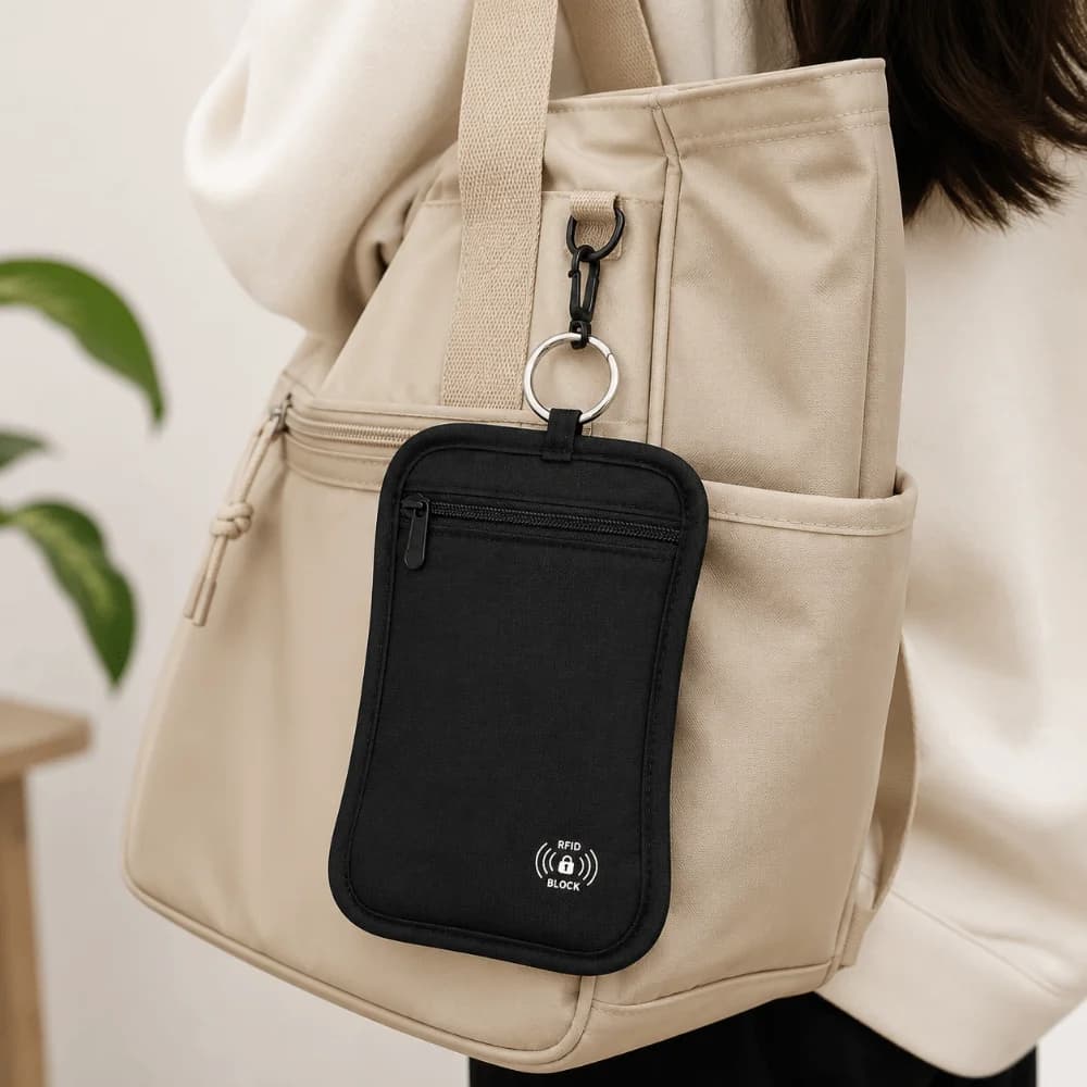 Anti-Theft Travel Wallet With Locking Hook Lightweight RFID Blocking Wallet Undercover Passport Holder Card Passport Pouch