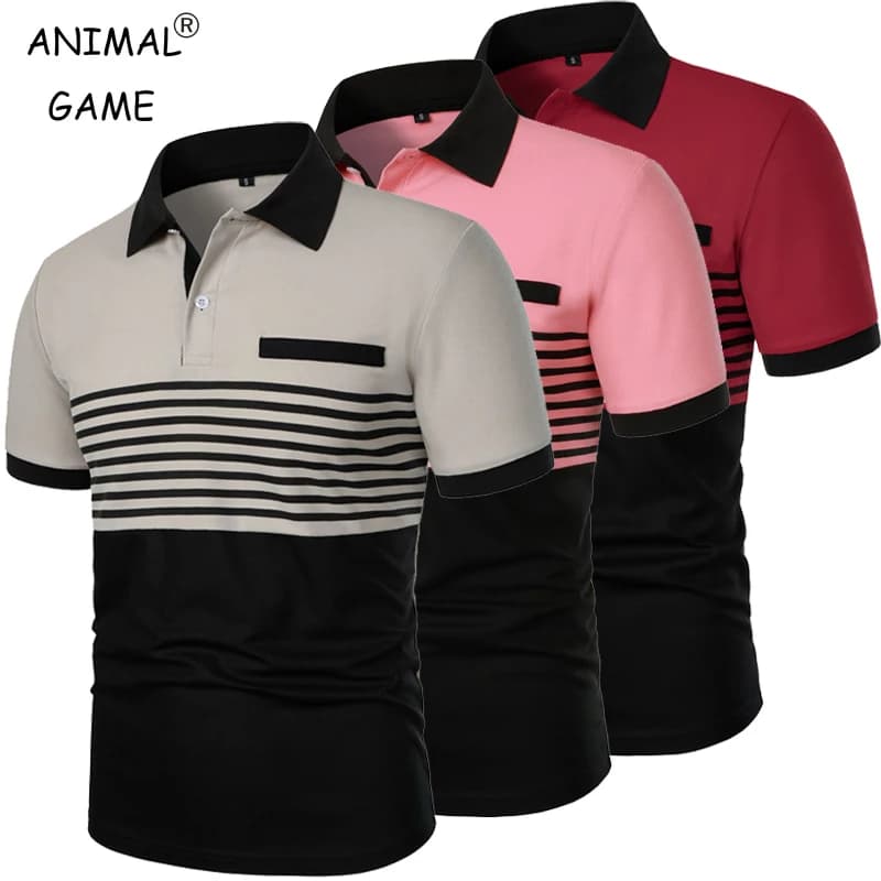 Nuova Polo da Uomo a Maniche Corte con Bottoni, T-shirt Estiva Leggera con Colletto Risvoltato, Streetwear Sportivo Casual a Righe