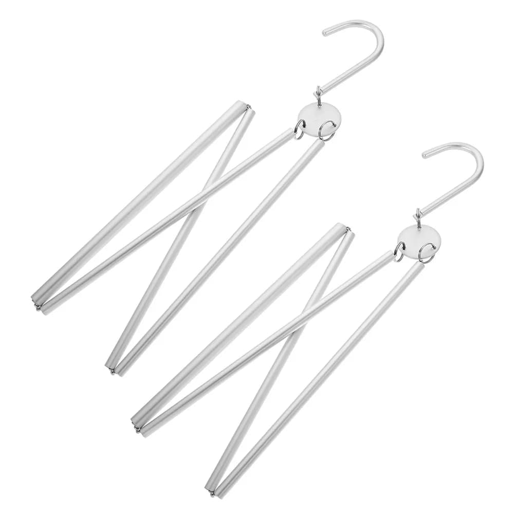2Pcs Foldable Hanger Portable Clothing Rack Space Saving Travel Laundry Room Clothes Hangers Multifunctional Adjustable Drying