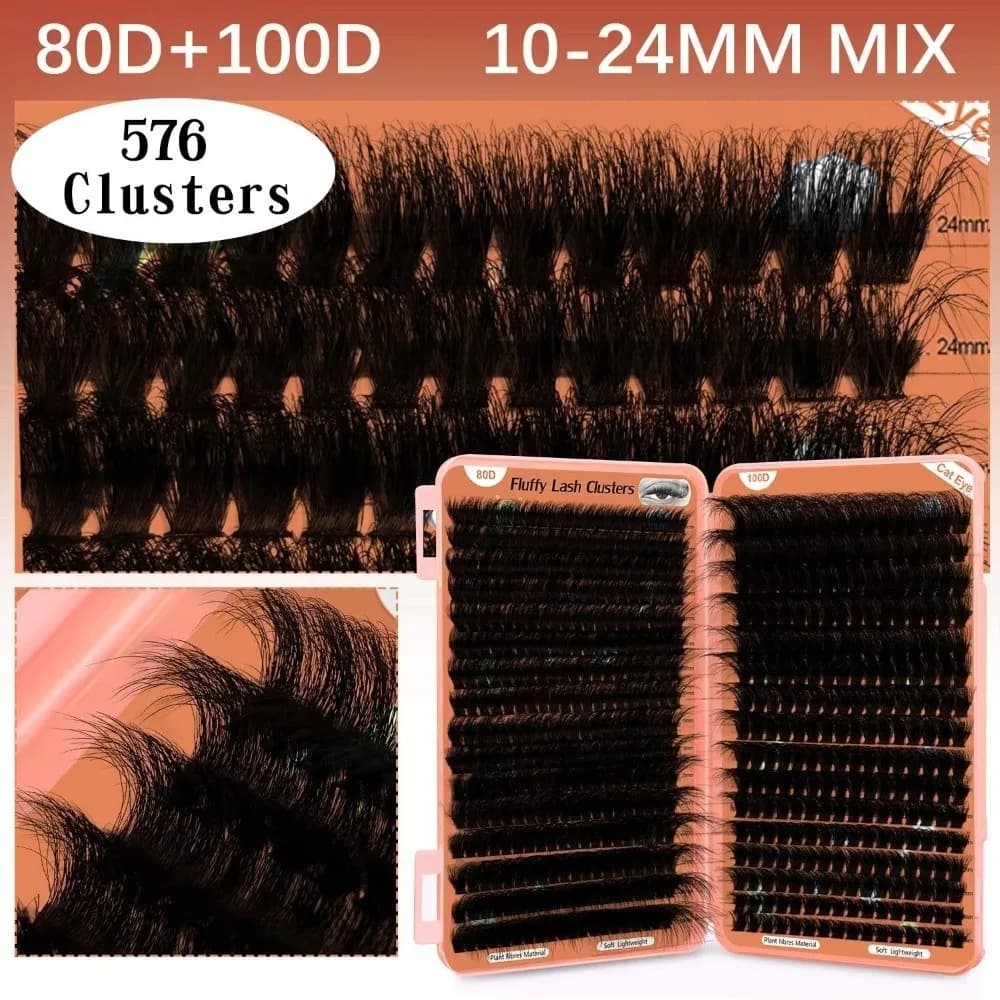 Reusable Fin Eyelash Curve D, Mega Volume, Mixed Length 10-24mm, Eyelash Clamps, Eye Makeup Tools, Makeup Improvement