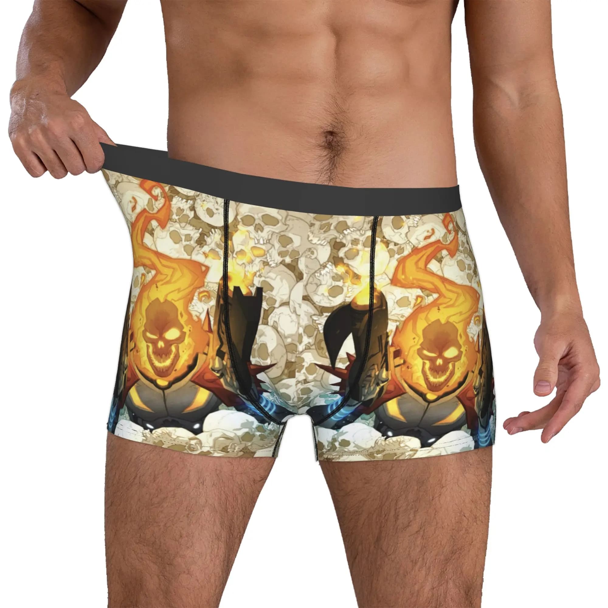 Boxer da Uomo Personalizzati con Stampa Anime Ghost, Slip Morbidi Stampati
