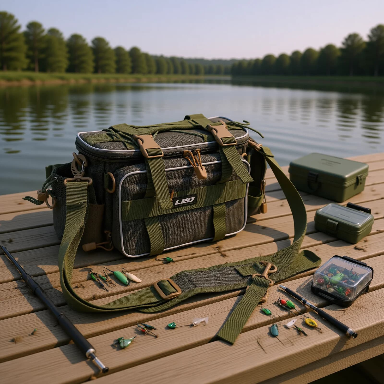 Fishing Shoulder Bag 2 Packs Tackle Storage Box with Rainproof Durable Design Adjustable Straps for Lures Hooks Weights Fishing