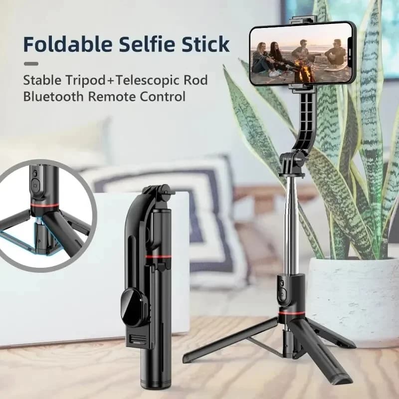 Bastone Selfie Wireless per Smartphone, Treppiede da 44 Pollici con Telecomando Bluetooth, Supporto Pieghevole per Riprese Vlog