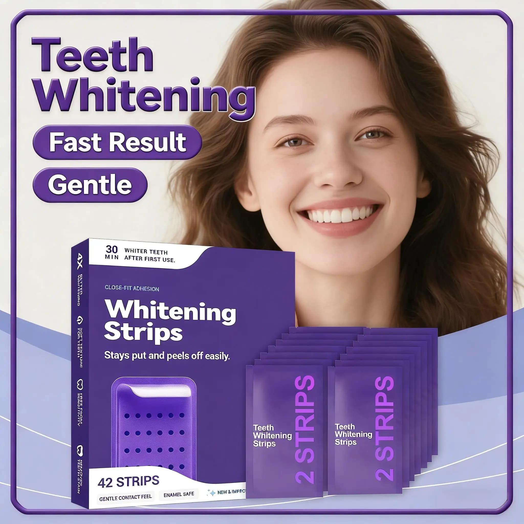 Whitening Strips for Tooths, Lighting Care, Wall decal Comfortable, Single Pack, Allevia Allergie Dentali, Cleaning and Hygiene Dentale