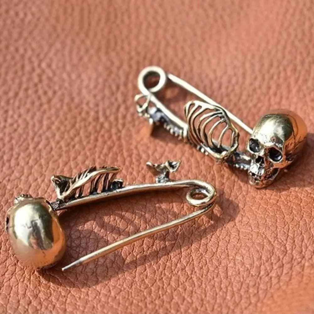 Spilla scheletro vintage di Halloween Spilla con teschio retrò stile punk creativo Accessori per abbigliamento di sicurezza Spilla con teschio gotico