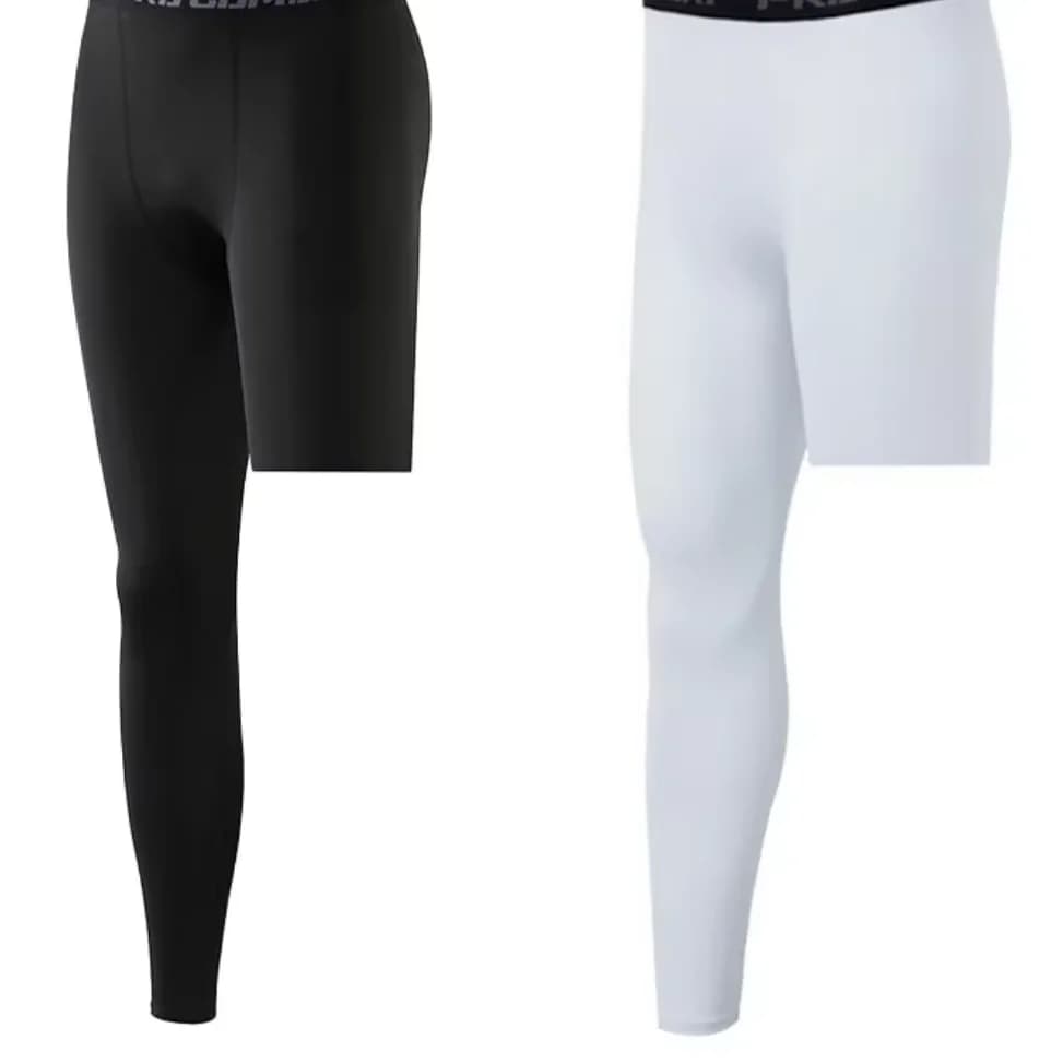 Men Compression Pants Base Layer Exercise Trousers Running Tight Sport Cropped One Leg Leggings Basketball Football Yoga Fitness