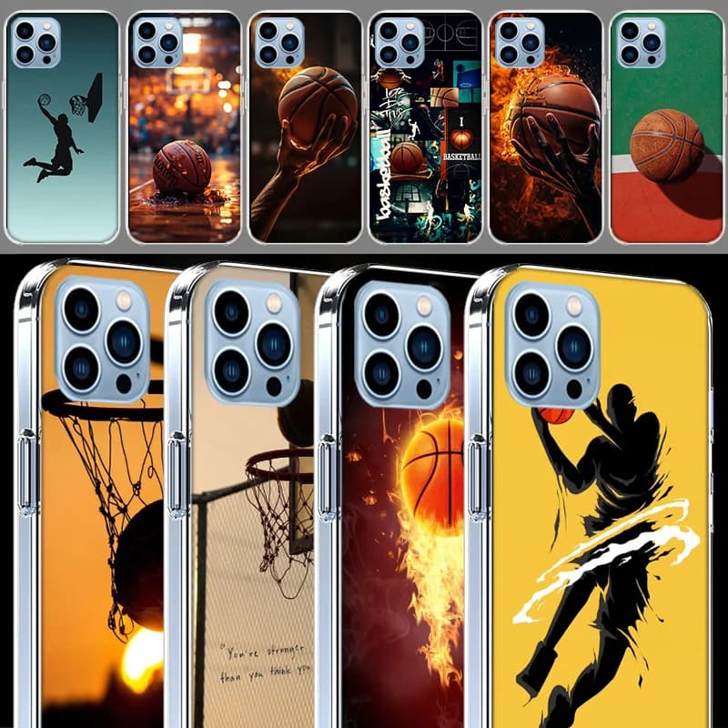 Basketball Theme Phone Cases for iPhone 17E, 16E, 17 Air, 16 Pro Max, 15 Pro, 14 Plus, 11, 13, 12 Mini - Cover compatible with Suitab