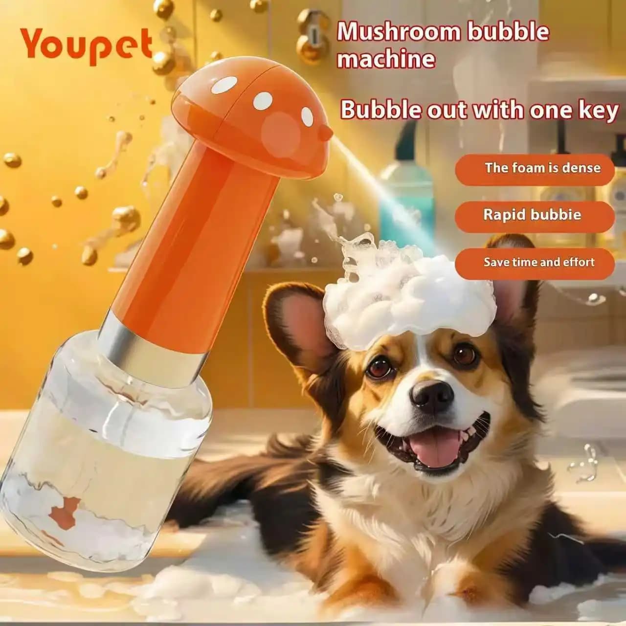Gorgogliatore per animali domestici Ricarica USB Doccia per animali domestici Macchina schiumogena Dispenser automatico di sapone Lavaggio automatico per animali domestici Gorgogliatore Accessori per cani