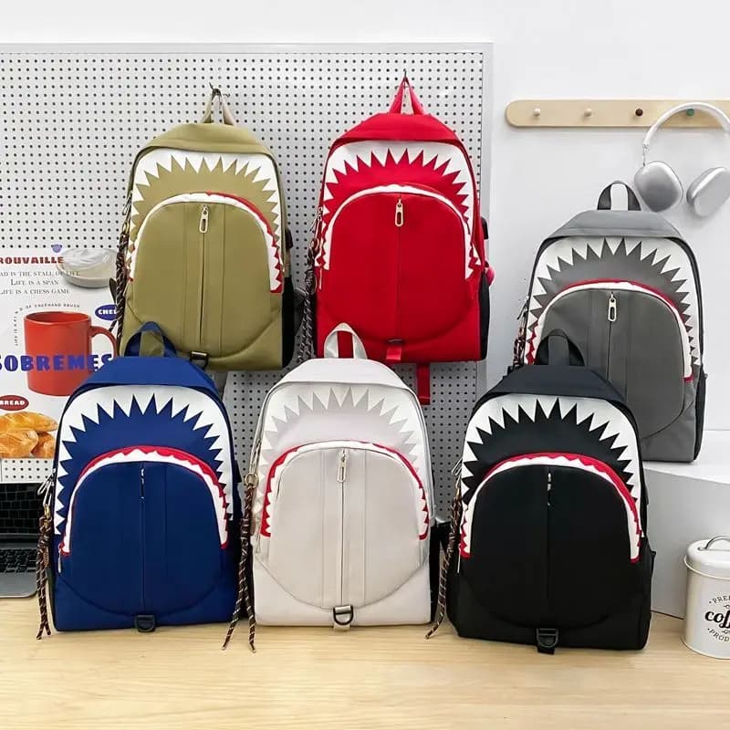 2026 New Double Shoulder Bag Casual Shark Large Capacity Backpack Campus Schoolbag Cool Travel Casual Bag Anime Model Toys Gifts