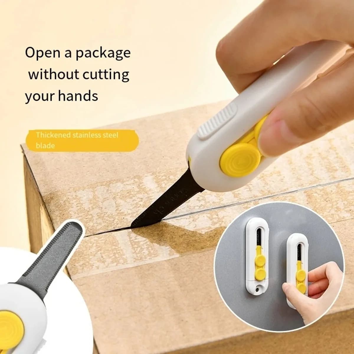 1 pz, mini taglierina magnetica per scatole Taglierina per scatole portatile Tagliacarte e taglierina per carta Lama retrattile Mini scatola in materiale ABS durevole