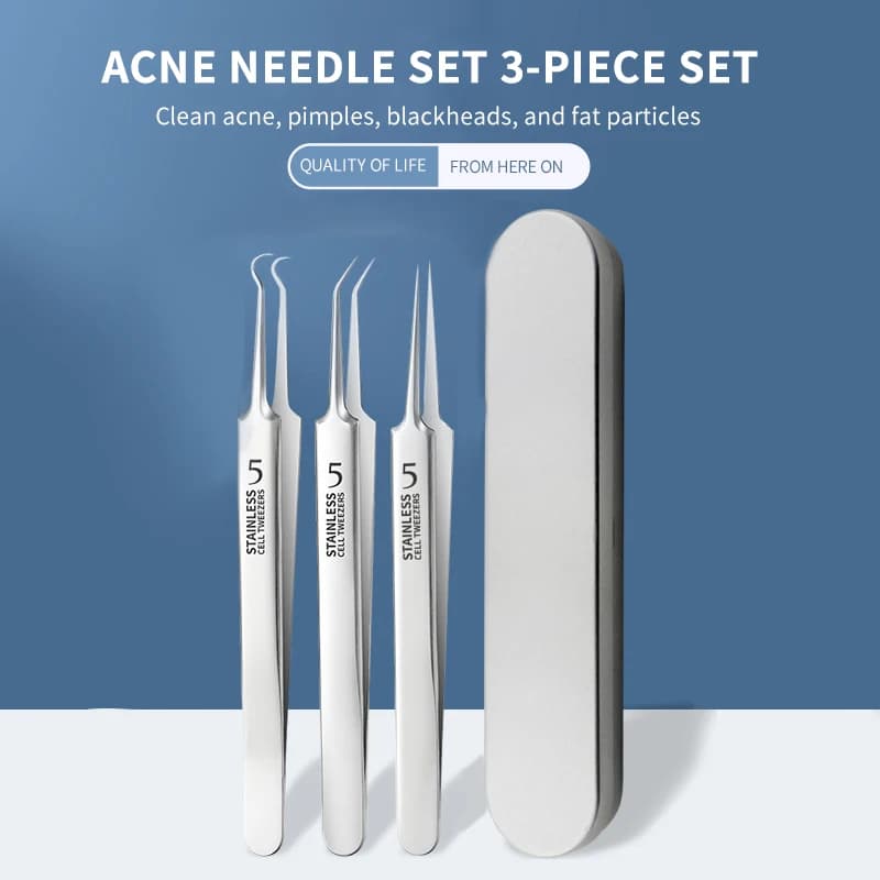 Pinzette per la rimozione di punti neri con Clip per l'acne di bellezza in acciaio inossidabile