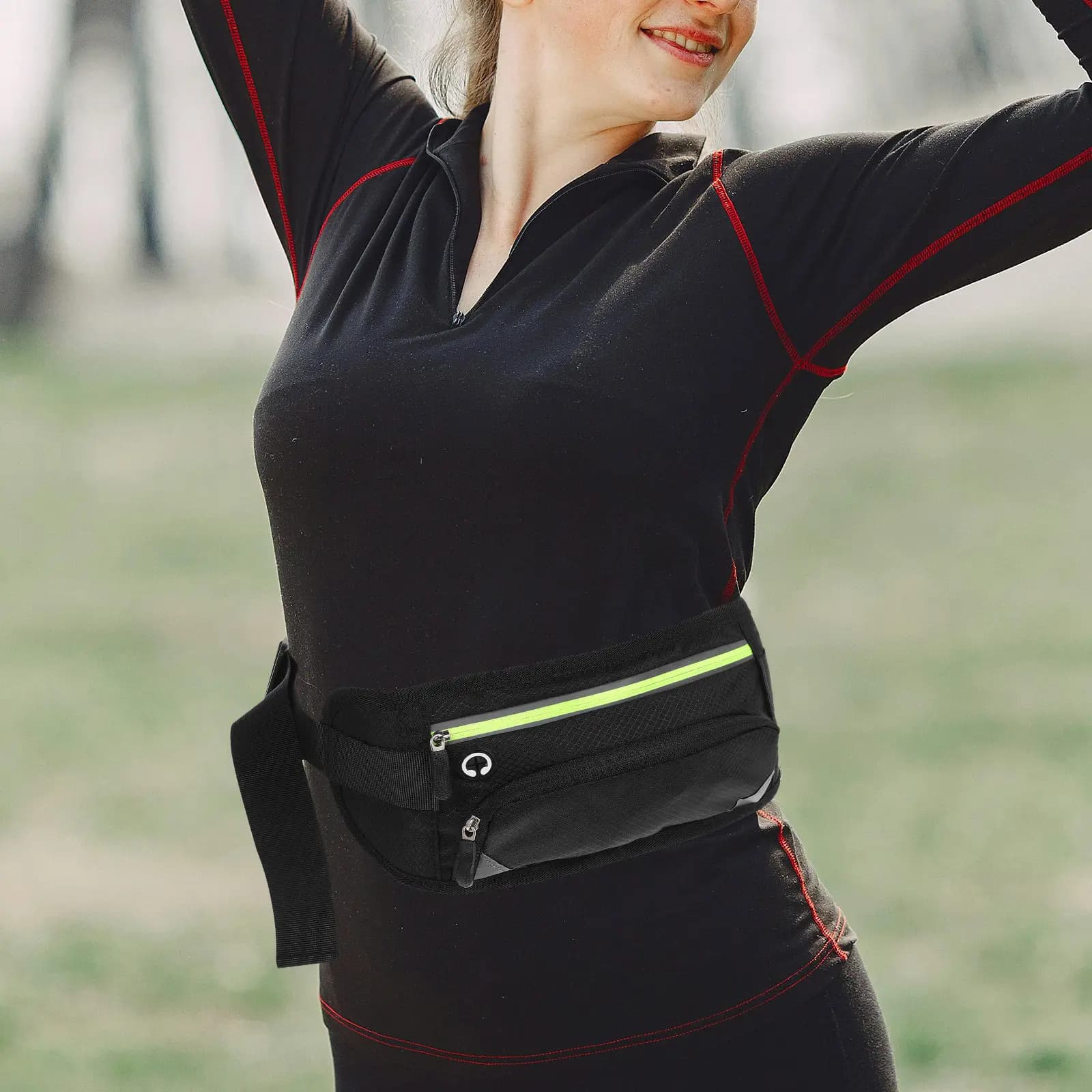 Belt Pouch with Zipper Fits Up to 6 Inch Phone Adjustable Waistband for Running Hiking Travel Fitness Waist Pack