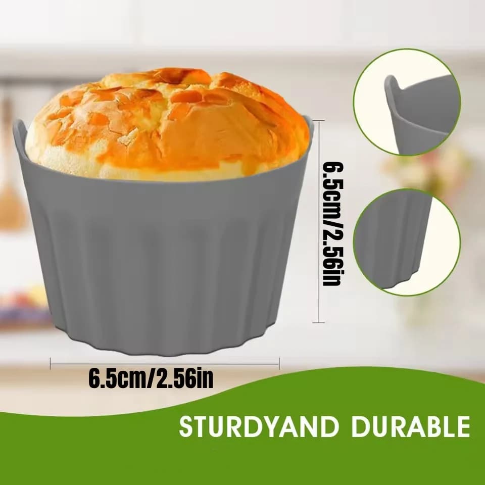 4 pezzi friggitrice ad aria in silicone cottura Ramekins muffin bracconiere per uova cupcake tazze da forno antiaderente stampi per forno a microonde a rilascio facile